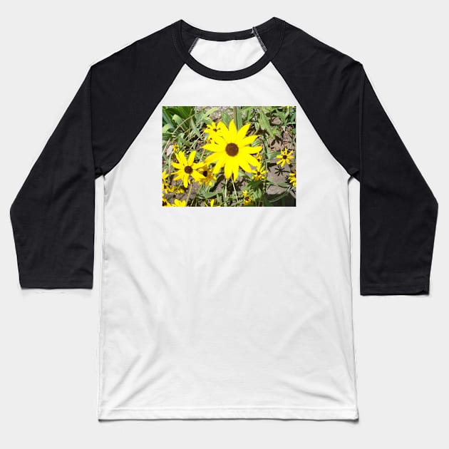 Yellow daisy Baseball T-Shirt by Jujucreation